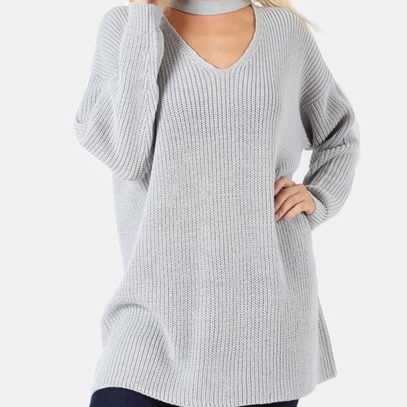 Julia Oversized Silver Sweater Tunic - Picture 2 of 4